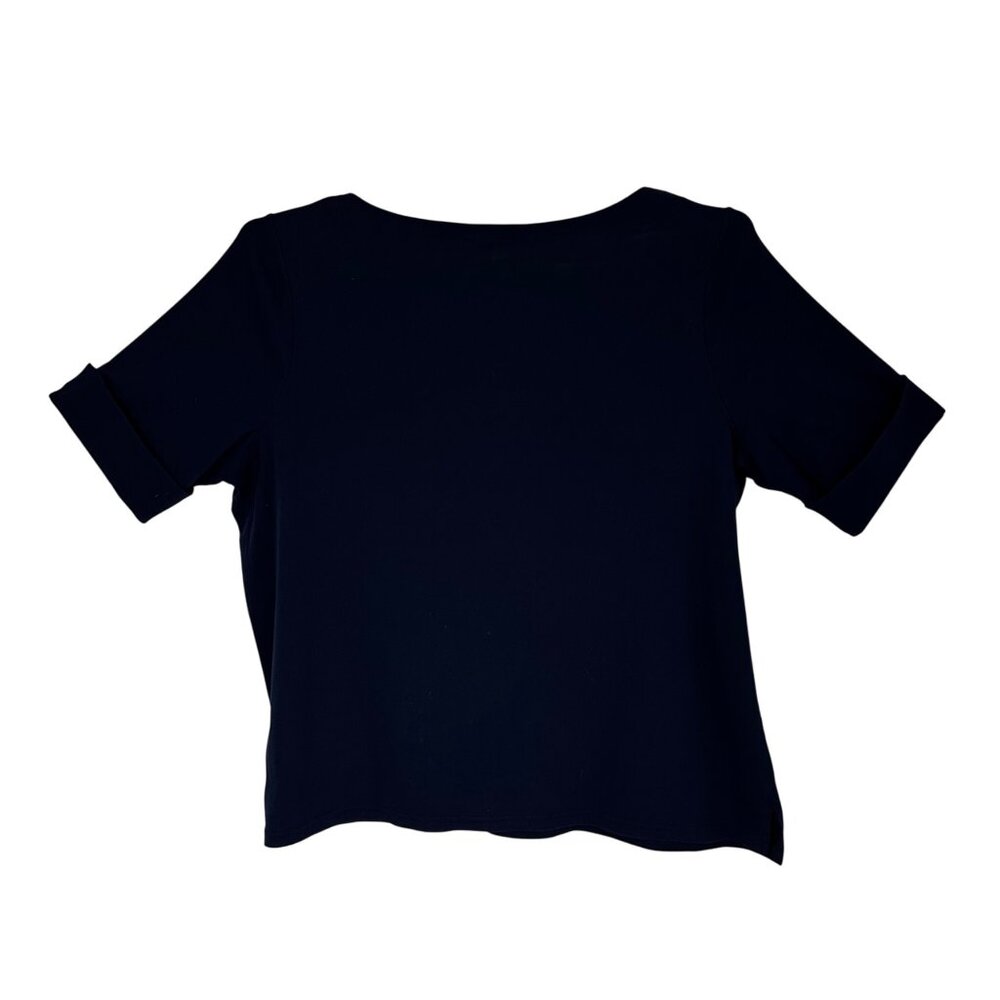 Lauren Ralph Lauren Navy Short Sleeve Boat Neck 3X Top Old Money Academia Preppy - Picture 2 of 8